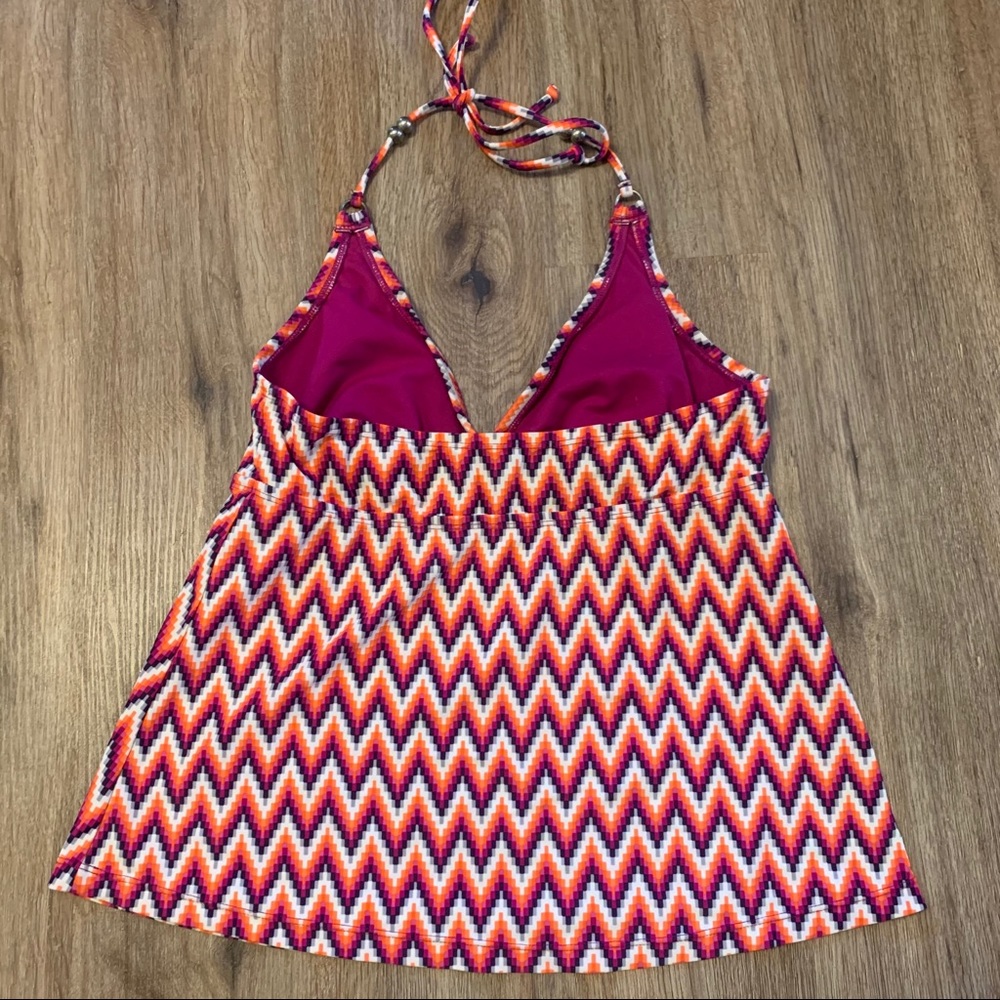 Converse Coral & Purple Chevron Print Swim Top | M - Picture 3 of 7